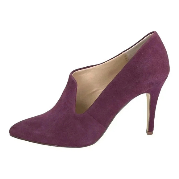 Lucca Lane Yalexis Prune Purple Suede Leather Womens Heels Size 6.5M - Picture 2 of 14